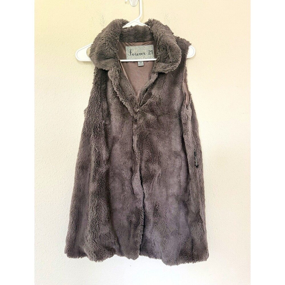 Vintage Forever21 Faux Fur Vest M Brown Indie Sleaze Mobwife Layering Old Money